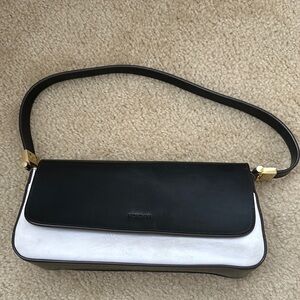 Black and White Leather Shoulder Bag
